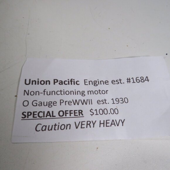 Pre-WWII 30's Union Pacific Train Engine est. #1684 Metal railroad - Picture 16 of 16